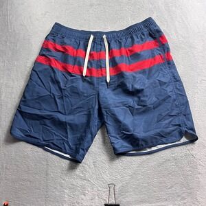 Fair Harbor Mens Swim Trunks XL Navy Blue Red Striped Board Shorts Lined Stretch
